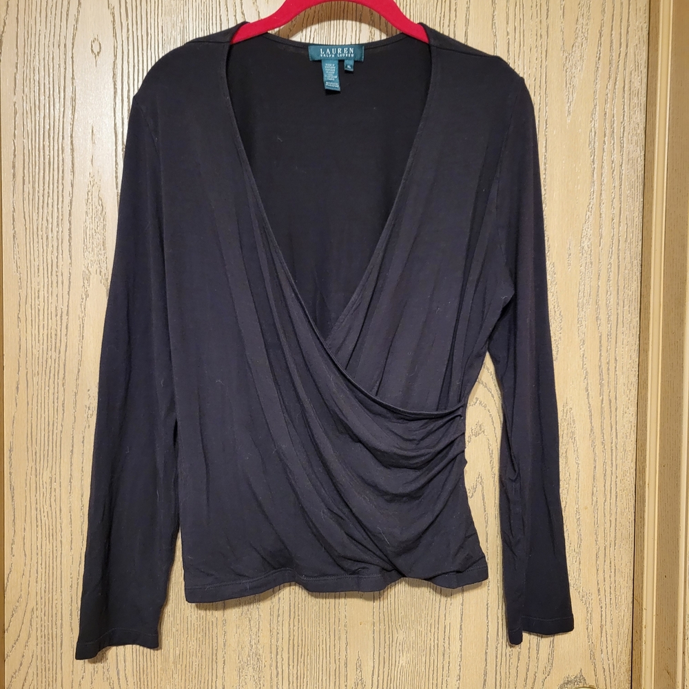 Ralph Lauren Purple Wrap Blouse Size XL